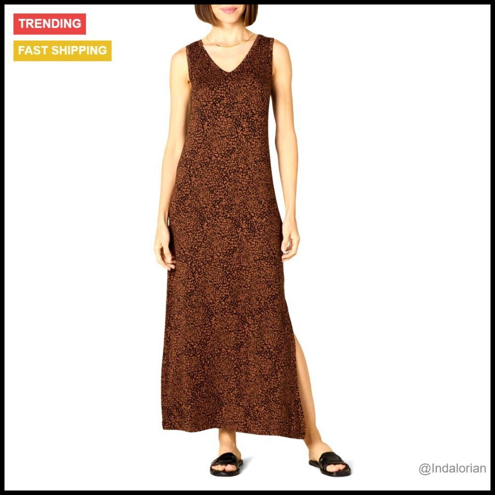 V-Neck Maxi Dress Side Slit Jersey Tank Casual Chic Summer Elegant